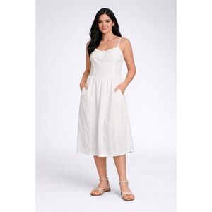 wild fable Ivory Strappy Midi Dress with Pockets